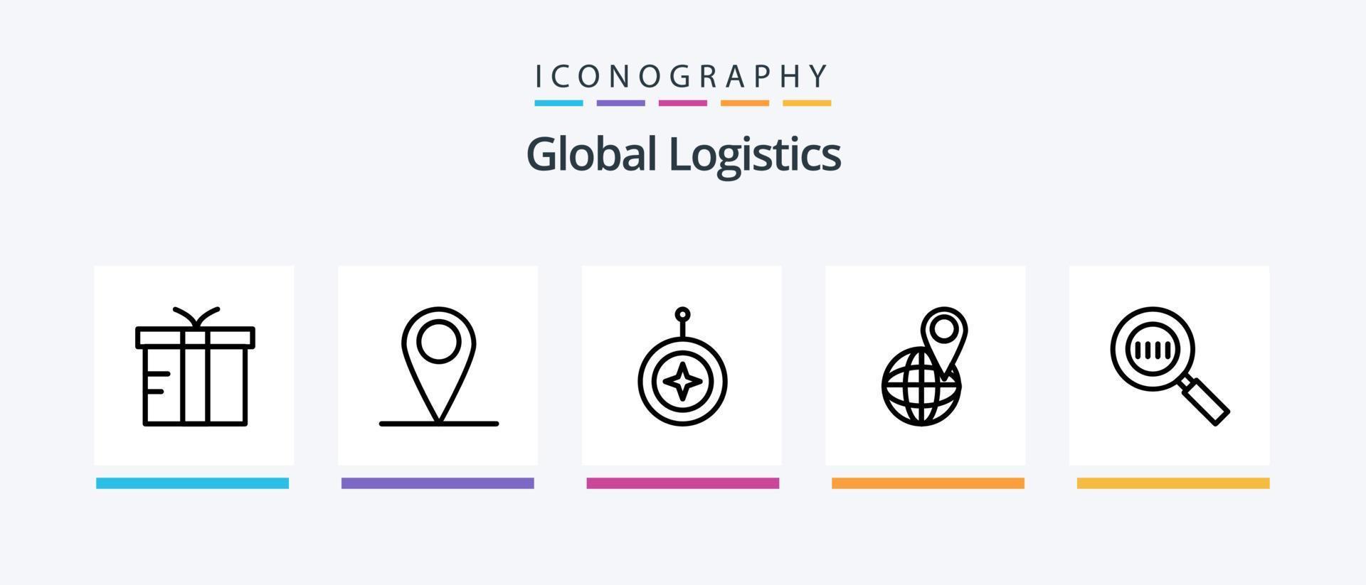 paquete de iconos de la línea 5 de logística global que incluye reloj. mirar. gente. mundo. localización. diseño de iconos creativos vector