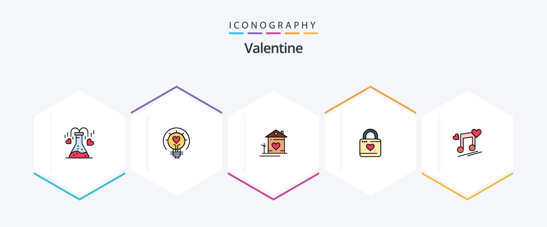 Valentine 25 FilledLine icon pack including heart hacker. locker. tips. lock. couple vector