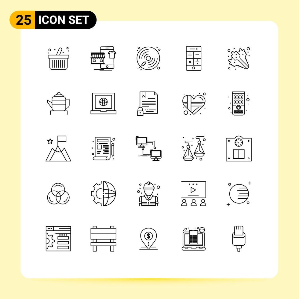 Set of 25 Vector Lines on Grid for diet phone disc math play Editable Vector Design Elements