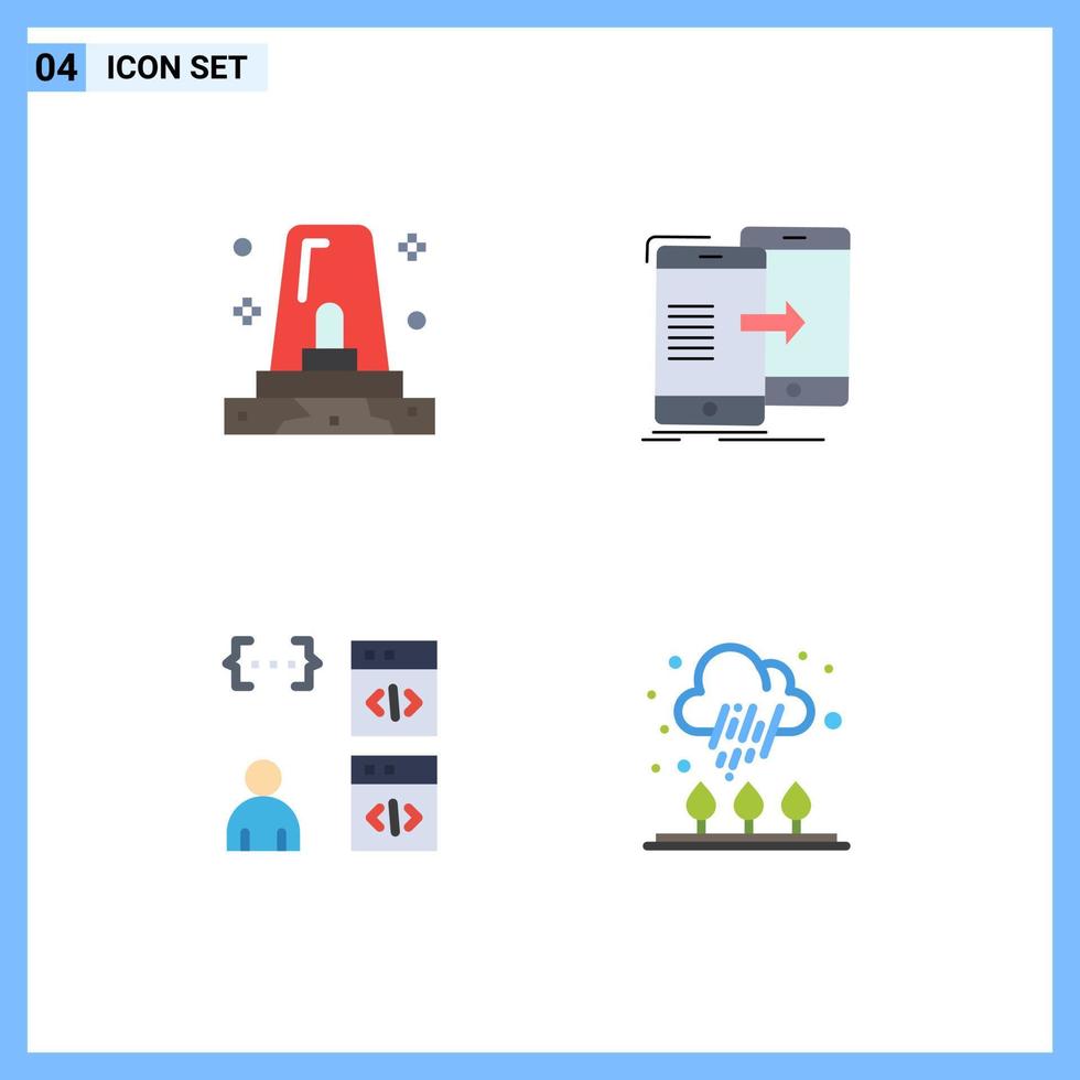 4 Flat Icon concept for Websites Mobile and Apps alert app siren sync coding Editable Vector Design Elements