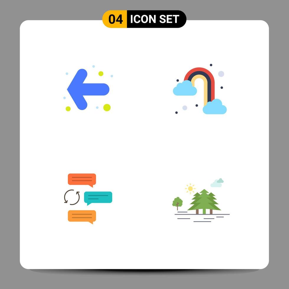 4 Thematic Vector Flat Icons and Editable Symbols of arrow conversation rain cloud auto Editable Vector Design Elements