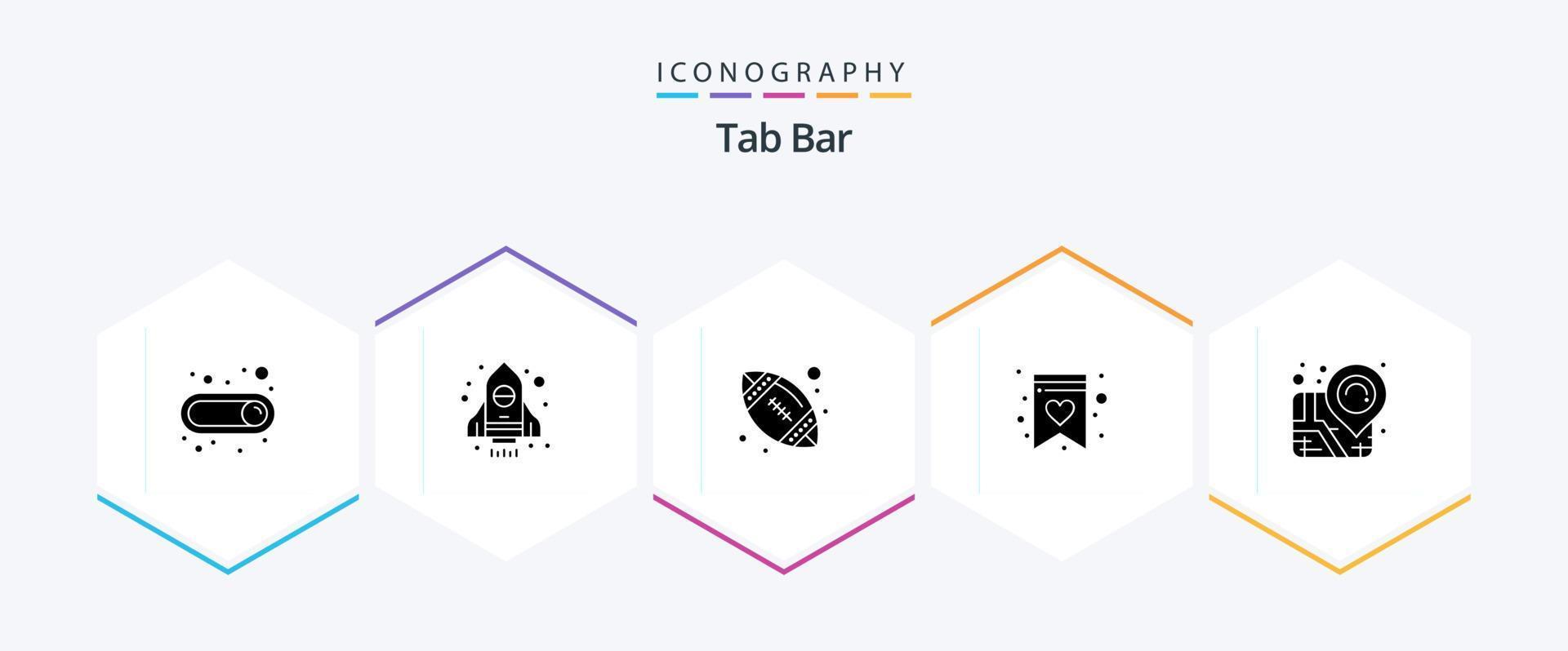 Tab Bar 25 Glyph icon pack including . . sport. pin. location vector