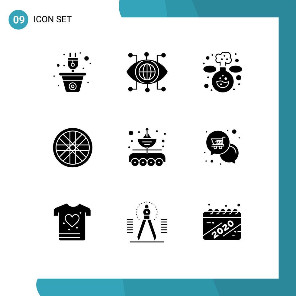 User Interface Pack of 9 Basic Solid Glyphs of parabola car vision antenna sports Editable Vector Design Elements