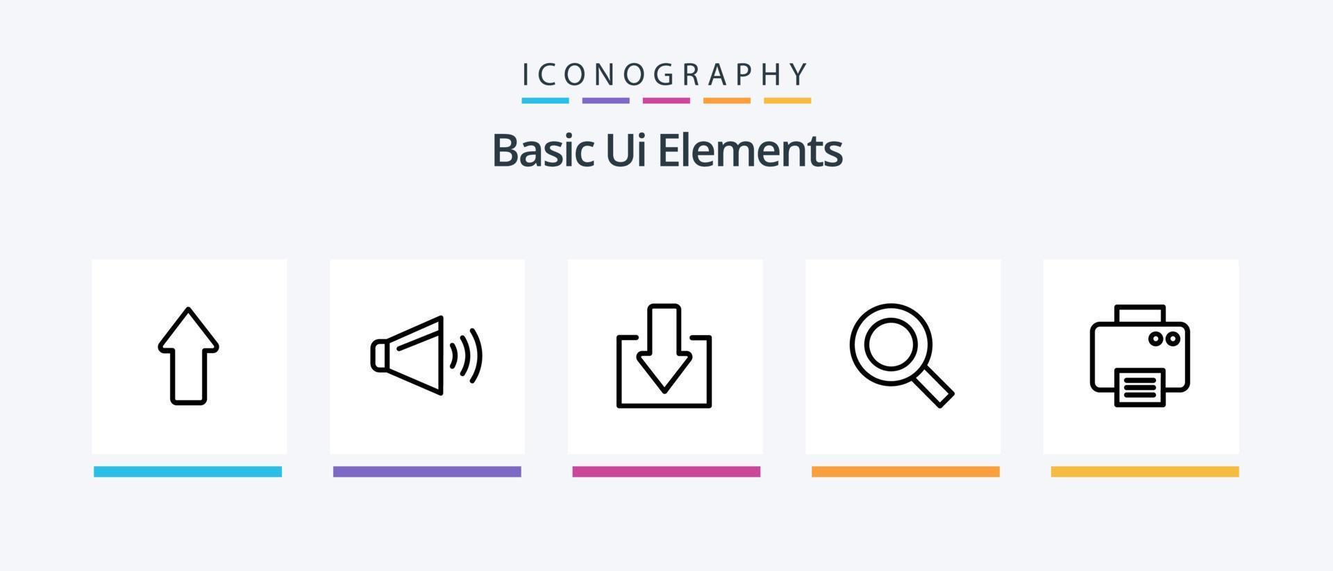 Basic Ui Elements Line 5 Icon Pack Including speaker. storage. price. data. folder. Creative Icons Design vector