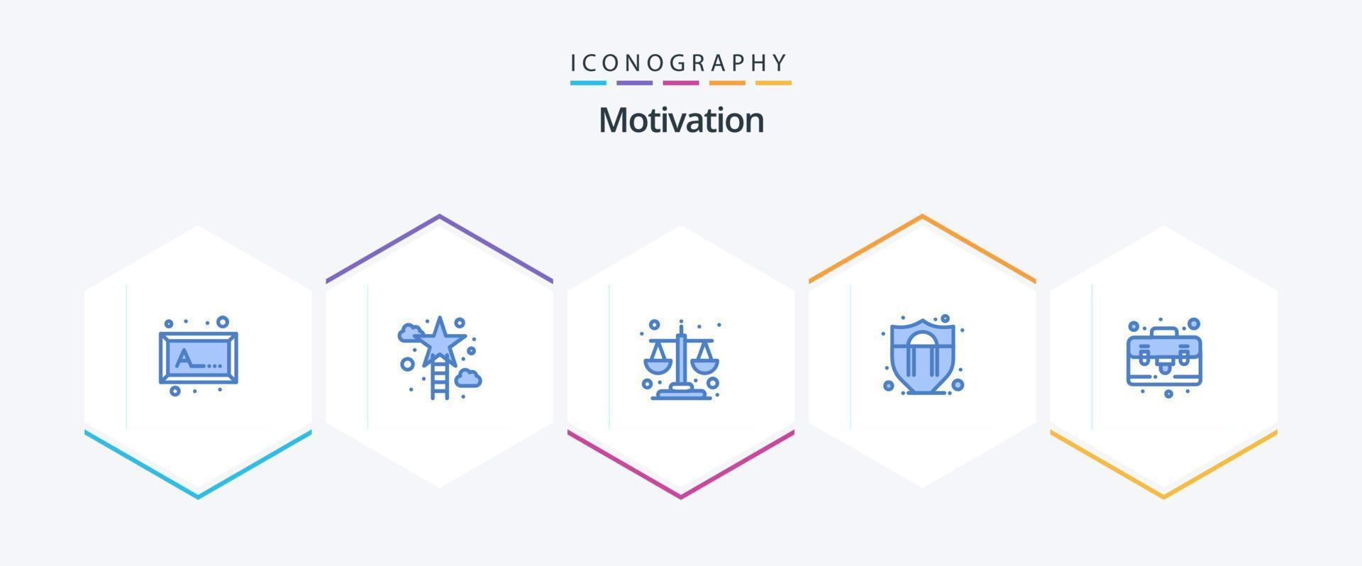 Motivation 25 Blue icon pack including case. bag. balance. shield motivation. access vector