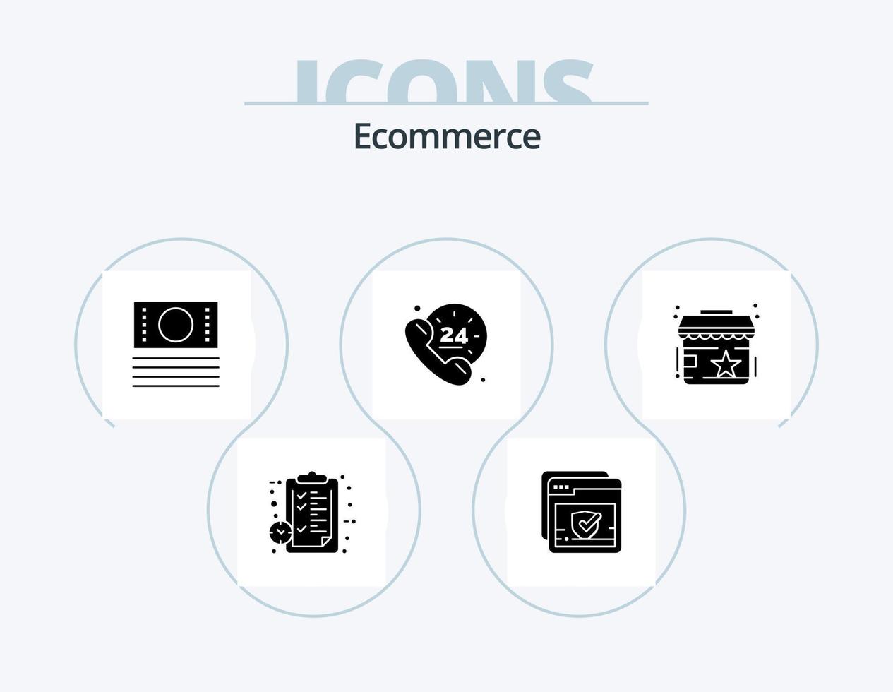 Ecommerce Glyph Icon Pack 5 Icon Design. reviews. support. web. help. hours vector