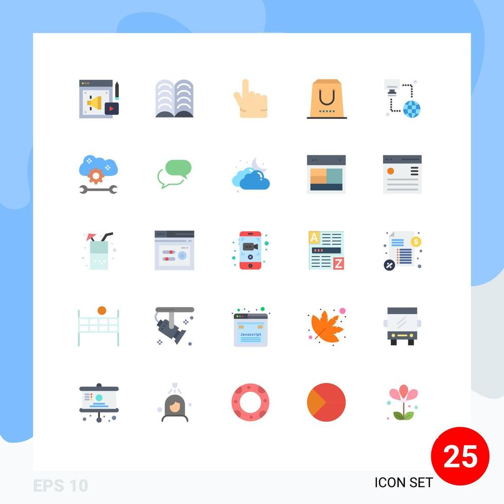 Group of 25 Flat Colors Signs and Symbols for computer internet forefinger purchase e Editable Vector Design Elements