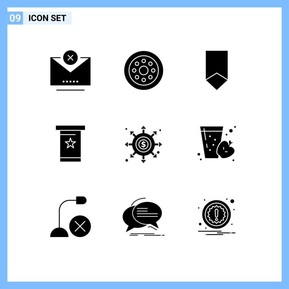 Stock Vector Icon Pack of 9 Line Signs and Symbols for black podium achievement podia military Editable Vector Design Elements