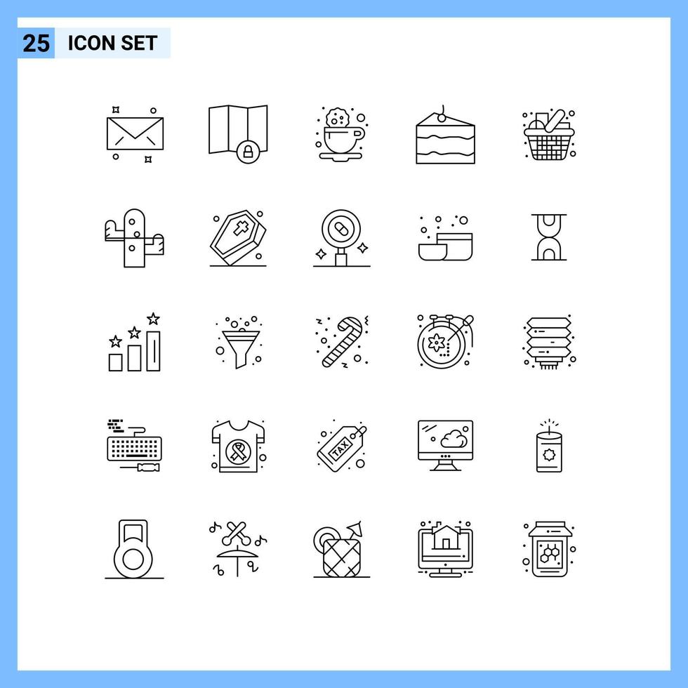 25 Creative Icons Modern Signs and Symbols of kitchen grocery cookie cart eat Editable Vector Design Elements