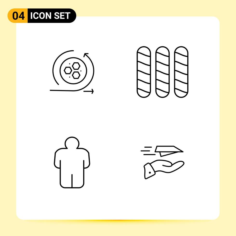 4 Creative Icons Modern Signs and Symbols of modeling user scince loaf mail Editable Vector Design Elements