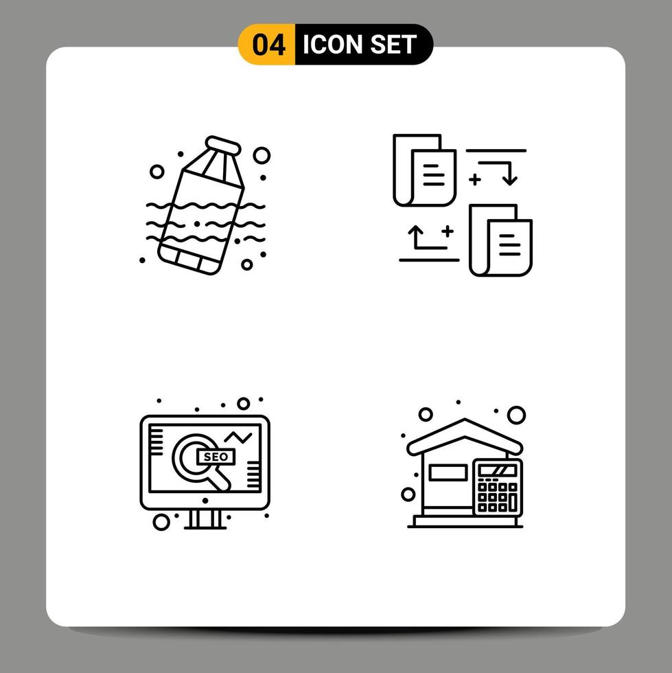 Group of 4 Filledline Flat Colors Signs and Symbols for pollution search files marketing budget Editable Vector Design Elements