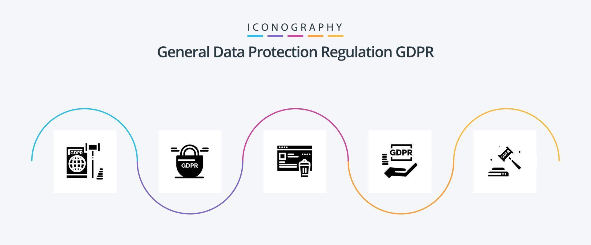 paquete de iconos gdpr glyph 5 que incluye cumplimiento. seguridad. gdpr estado . gdpr vector