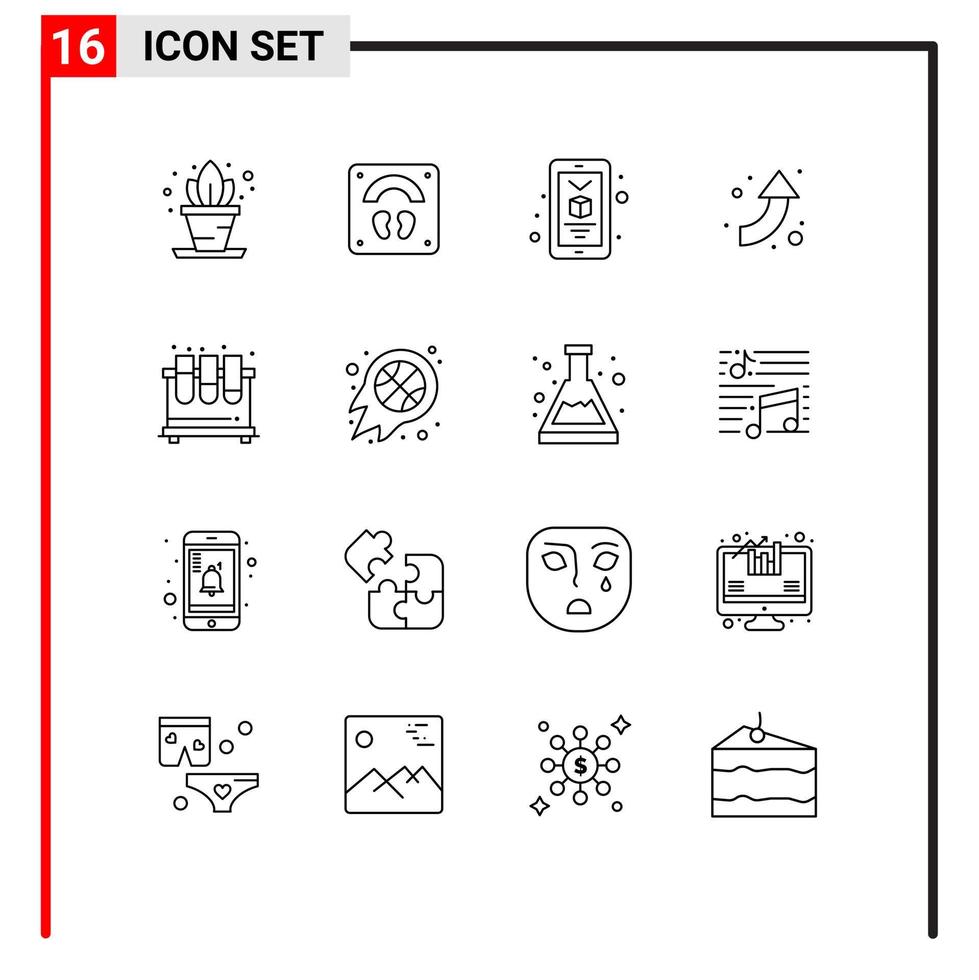 16 User Interface Outline Pack of modern Signs and Symbols of study tubes printing test up Editable Vector Design Elements