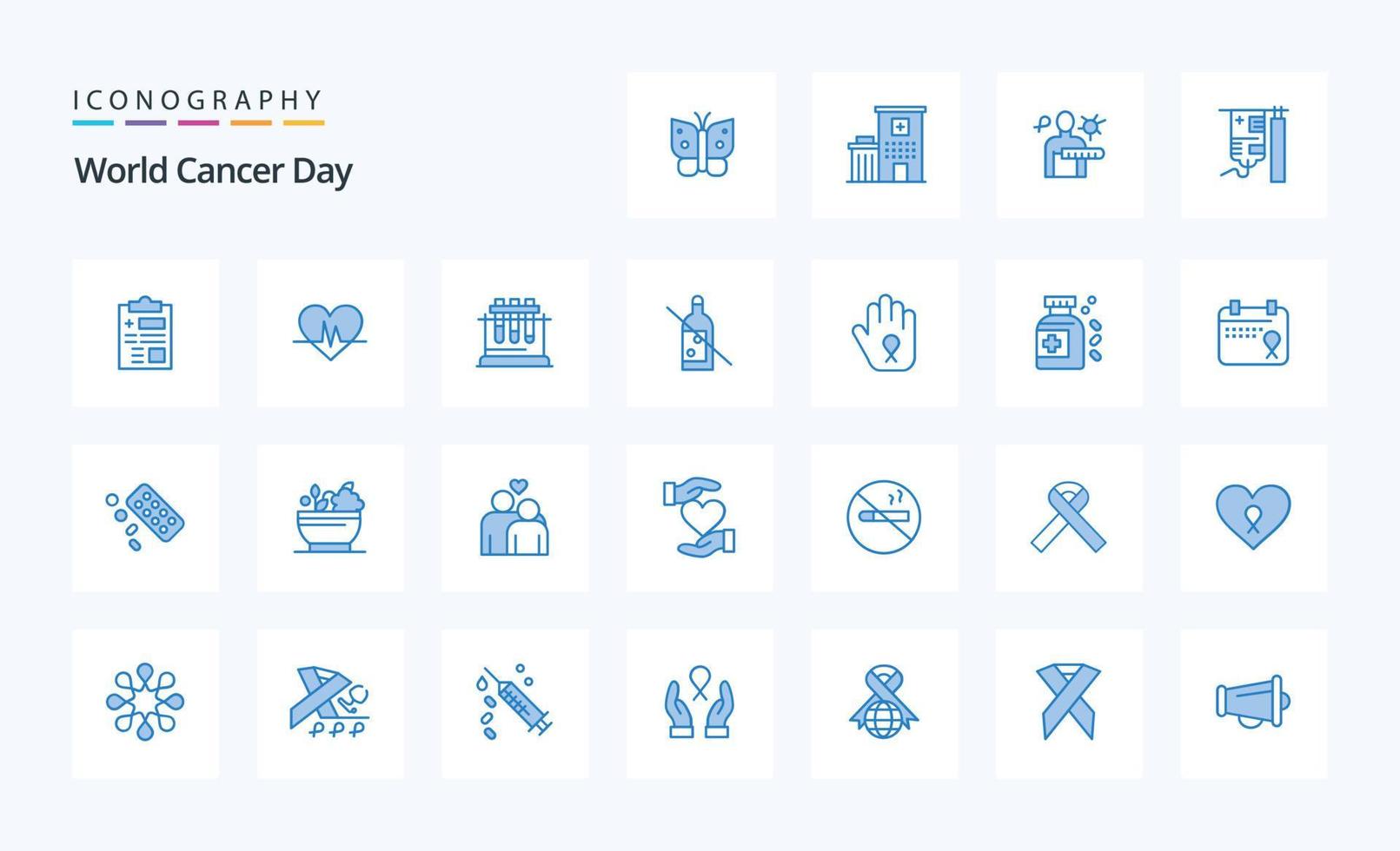 25 World Cancer Day Blue icon pack vector