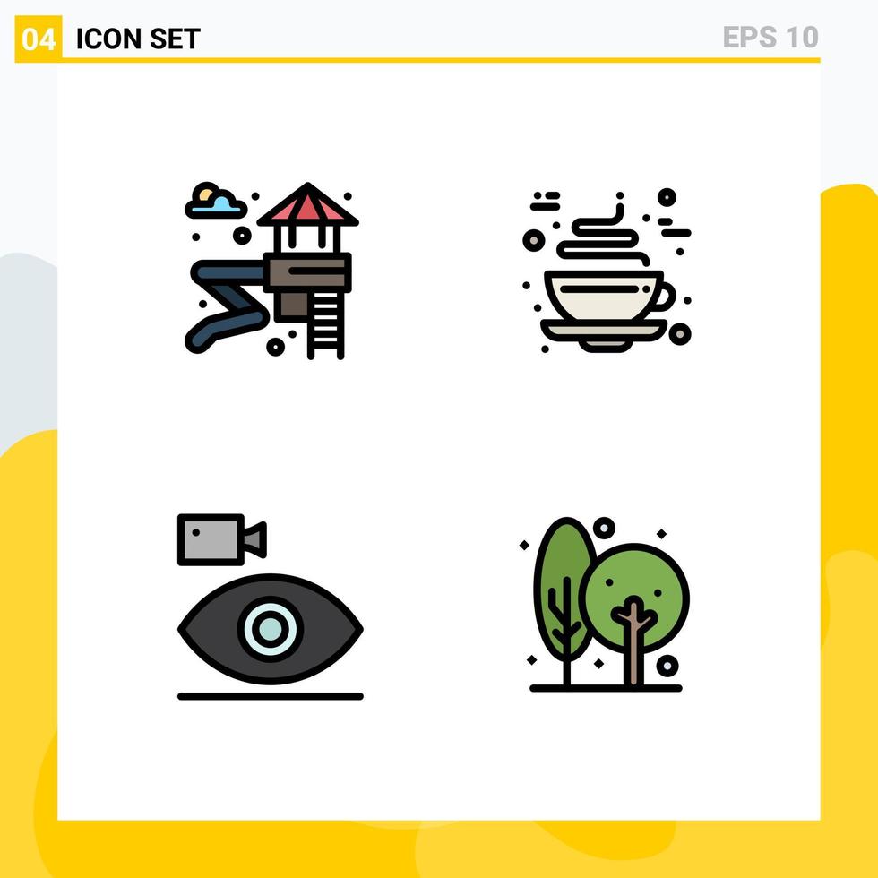 Modern Set of 4 Filledline Flat Colors Pictograph of slider camera chocolate hot media Editable Vector Design Elements