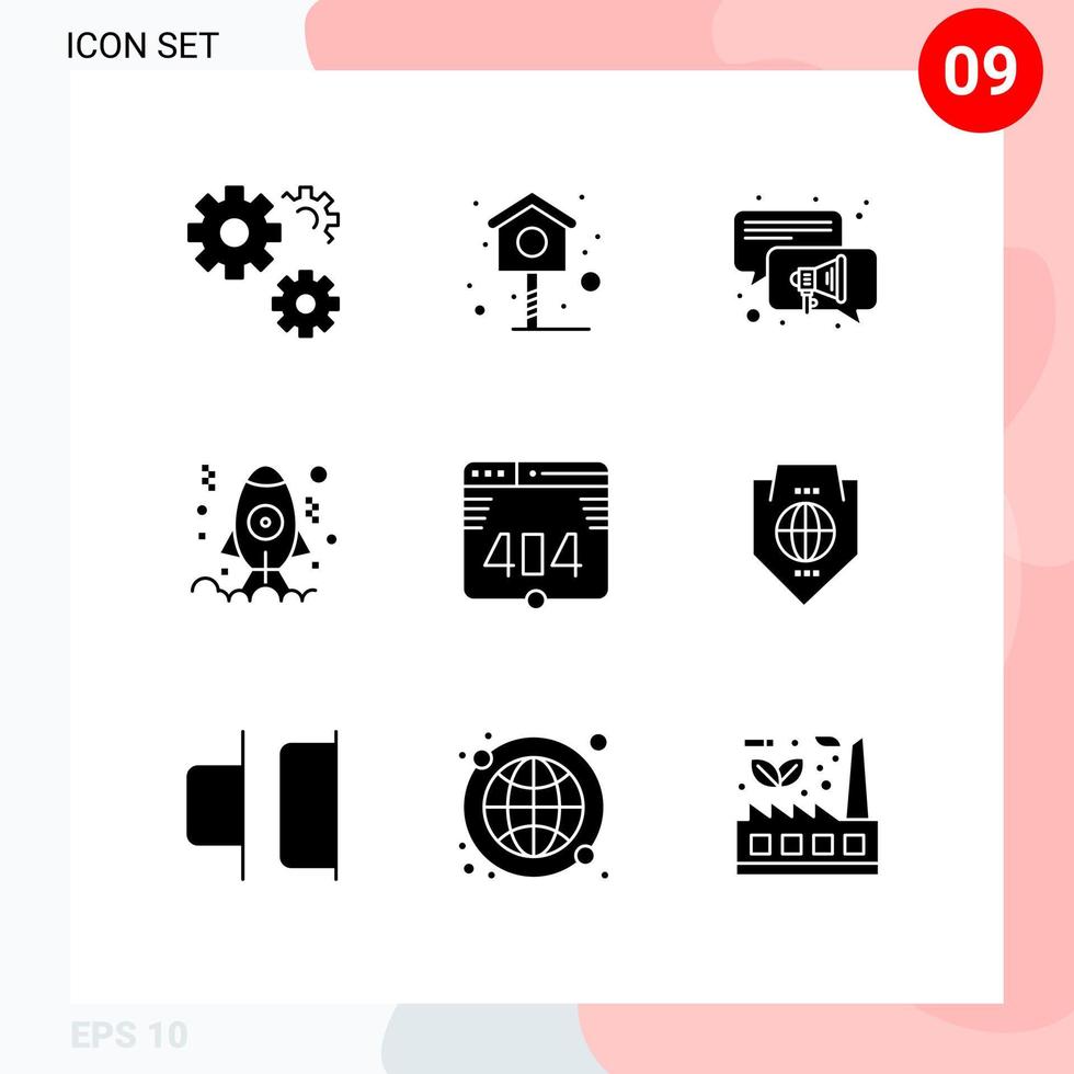conjunto de 9 iconos modernos de la interfaz de usuario signos de símbolos para el desarrollo de la computadora del altavoz de error de acceso elementos de diseño vectorial editables vector