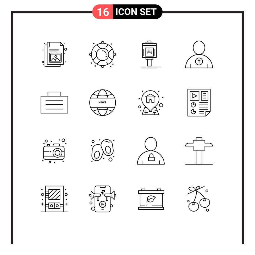 16 Creative Icons Modern Signs and Symbols of finance user valet up valley Editable Vector Design Elements