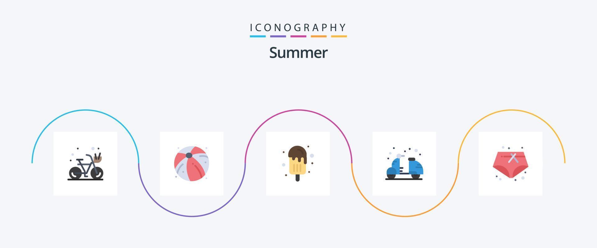 paquete de iconos de 5 pisos de verano que incluye verano. verano. helado. caliente. bicicleta vector