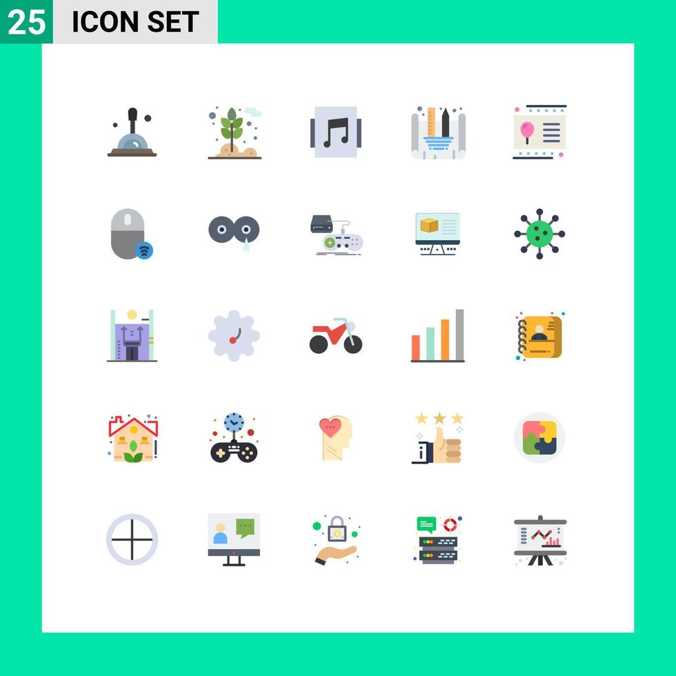 Stock Vector Icon Pack of 25 Line Signs and Symbols for computers kid music holiday design blueprint Editable Vector Design Elements