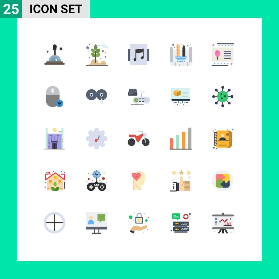 paquete de iconos de vectores de stock de 25 signos y símbolos de línea para computadoras diseño de vacaciones de música para niños blueprint elementos de diseño de vectores editables