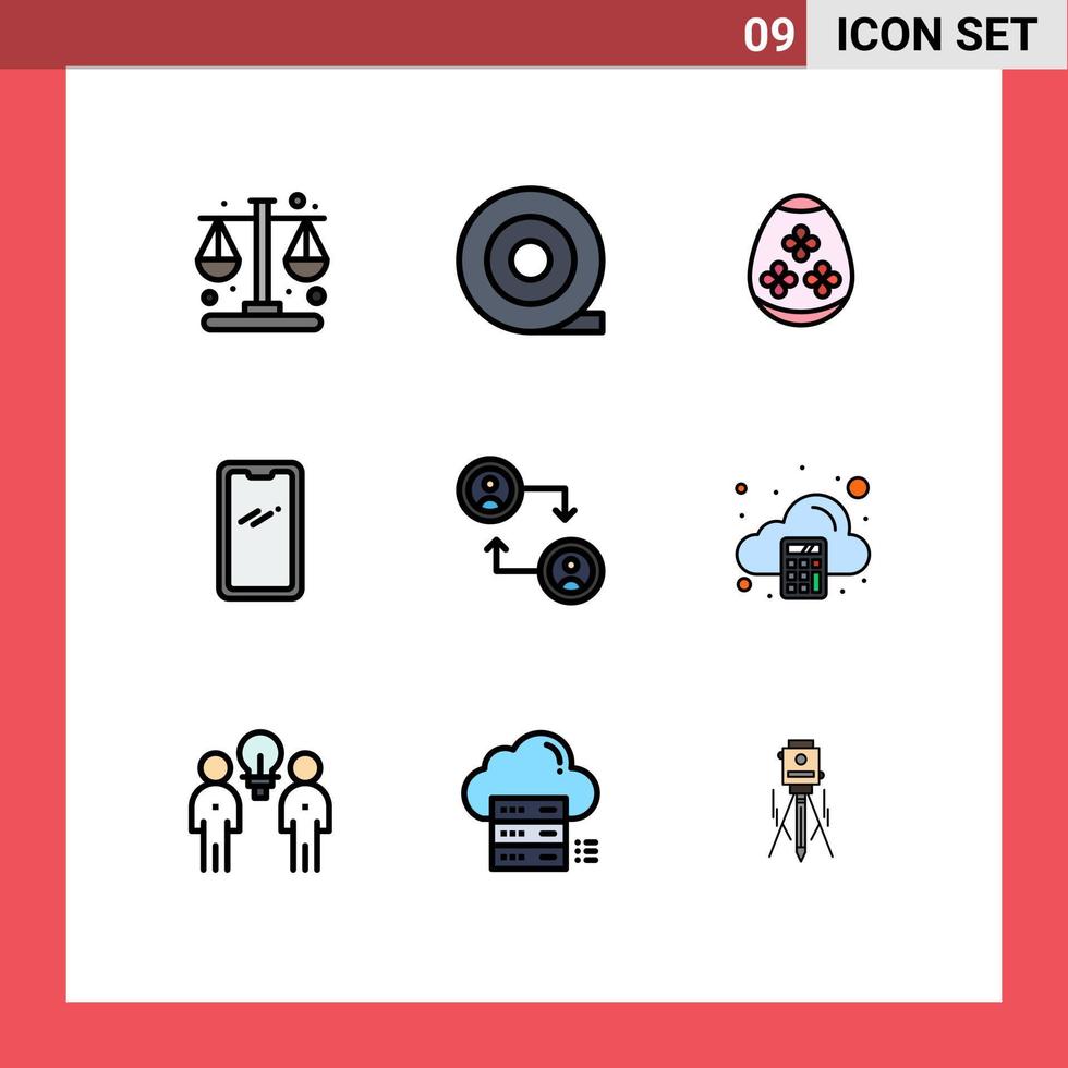 Modern Set of 9 Filledline Flat Colors Pictograph of accounting change holidays account huawei Editable Vector Design Elements