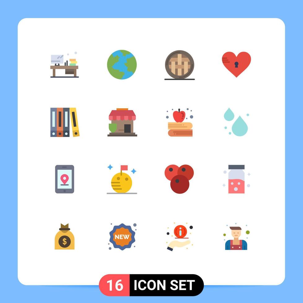 16 Flat Color concept for Websites Mobile and Apps file love food heart lock Editable Pack of Creative Vector Design Elements