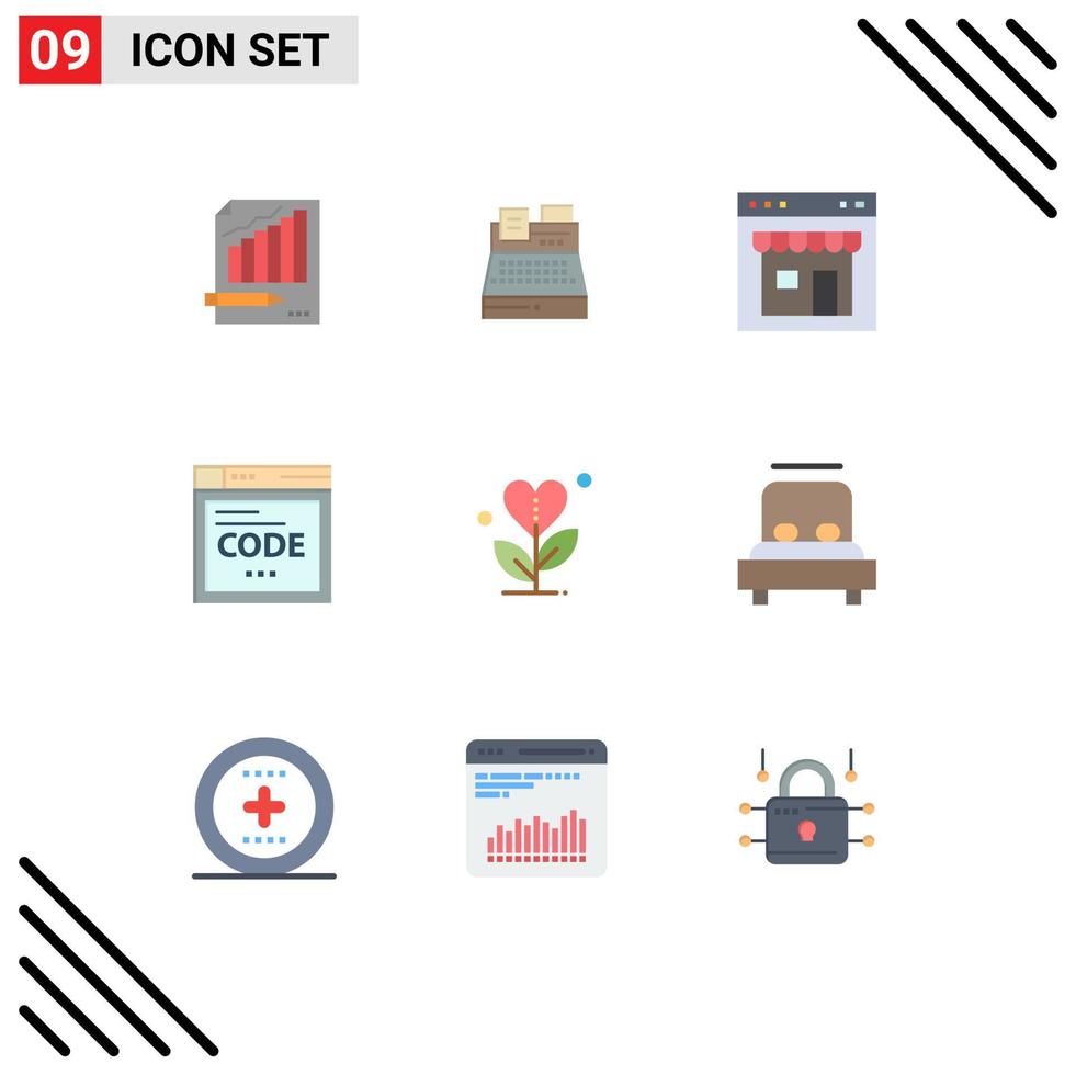 Modern Set of 9 Flat Colors and symbols such as internet shop print page interface Editable Vector Design Elements