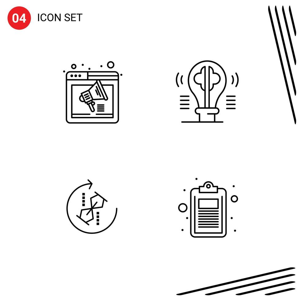 Stock Vector Icon Pack of 4 Line Signs and Symbols for browser imagination speaker bulb repeat Editable Vector Design Elements