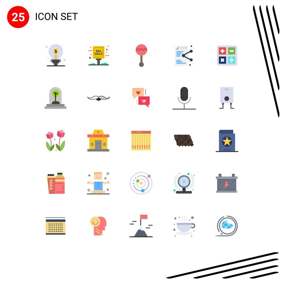 conjunto de 25 iconos modernos de la interfaz de usuario signos de símbolos para la venta de archivos de aplicaciones publicidad compartir música elementos de diseño de vectores editables