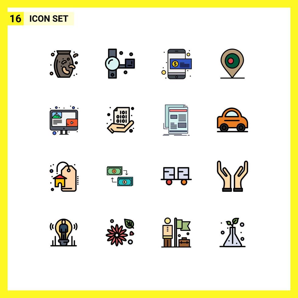 16 Creative Icons Modern Signs and Symbols of content blog coin bangladash location Editable Creative Vector Design Elements