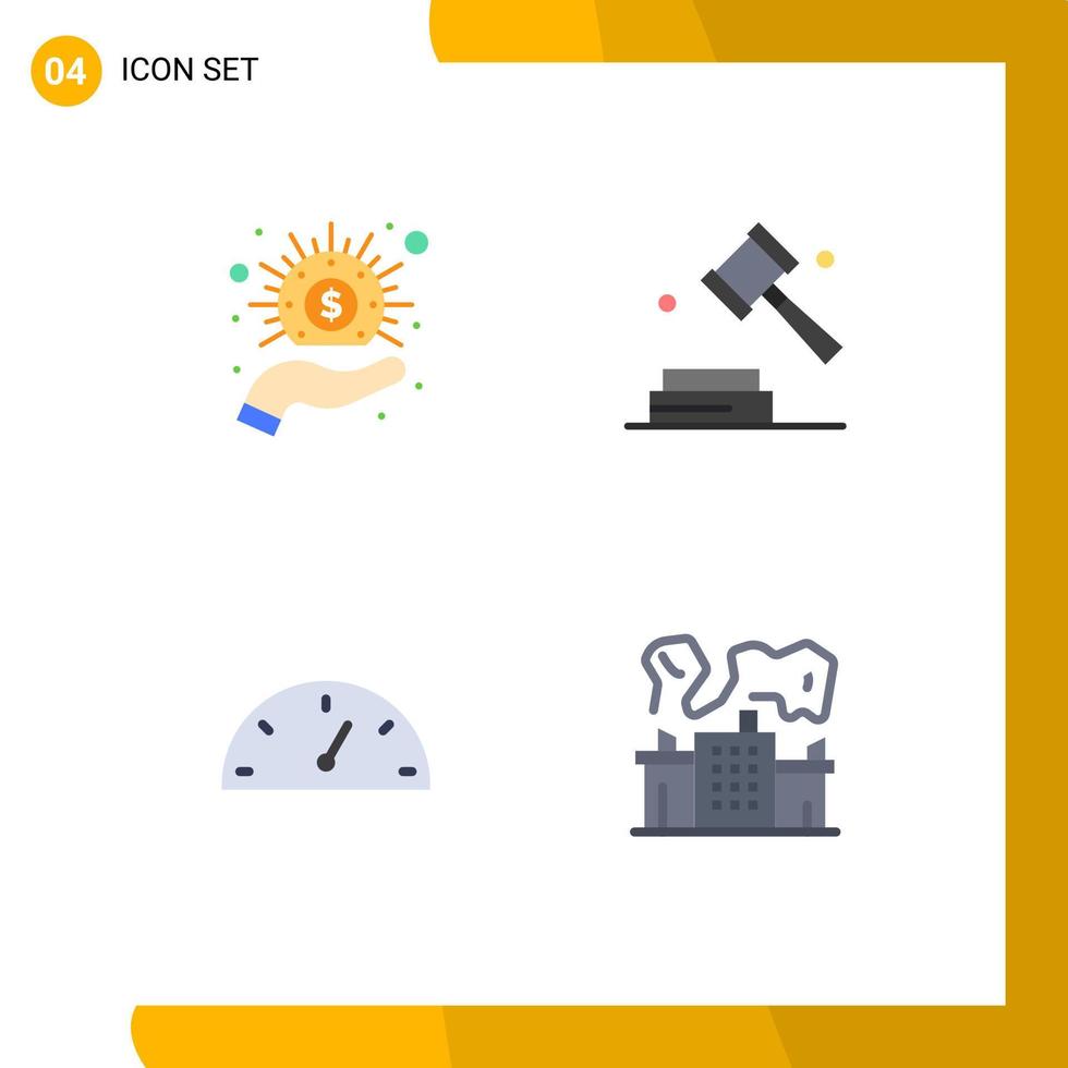 4 Universal Flat Icon Signs Symbols of business gauge money digital factory Editable Vector Design Elements