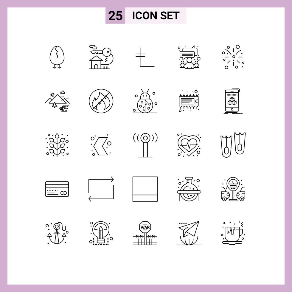 25 iconos creativos signos y símbolos modernos del equipo de trabajo de fuego leo moneda reunión chat elementos de diseño vectorial editables vector