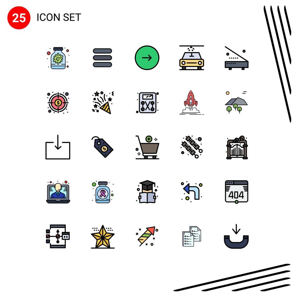 Set of 25 Modern UI Icons Symbols Signs for equipment electric forward devices car Editable Vector Design Elements