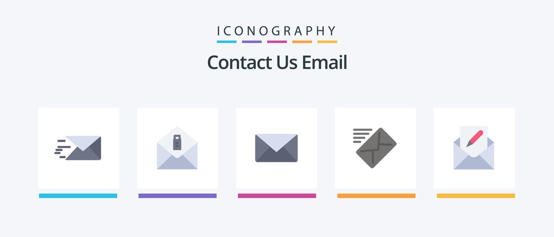 paquete de iconos de correo electrónico plano 5 que incluye sobre. editar. mensaje. componer. mensaje. diseño de iconos creativos vector