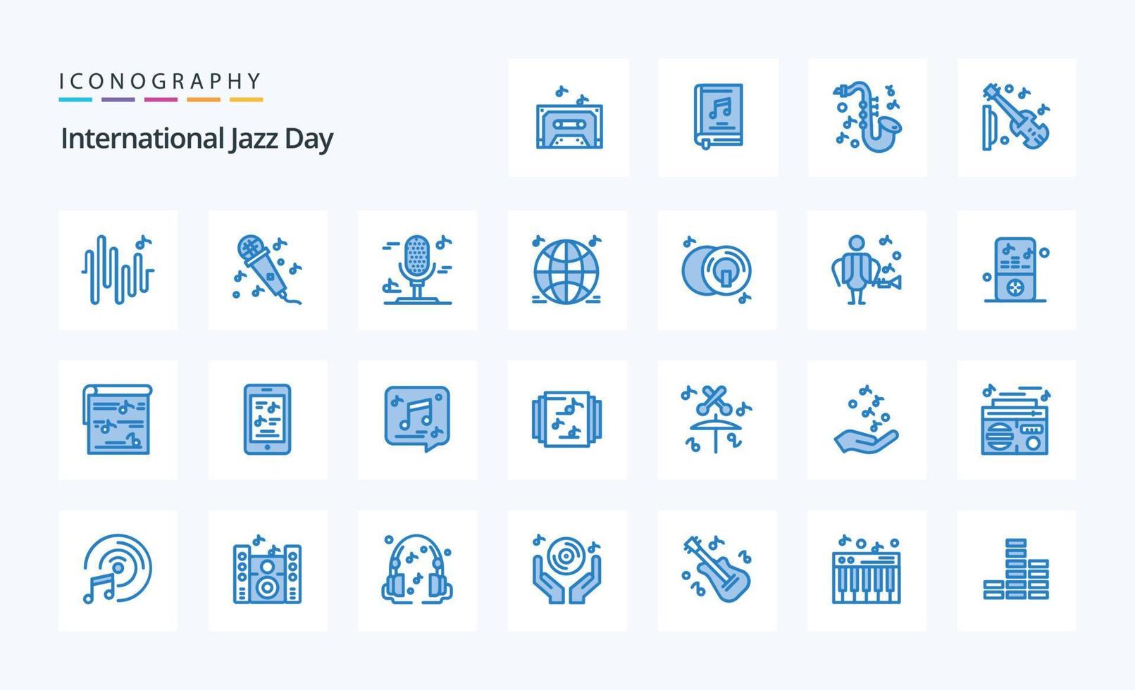 25 International Jazz Day Blue icon pack vector