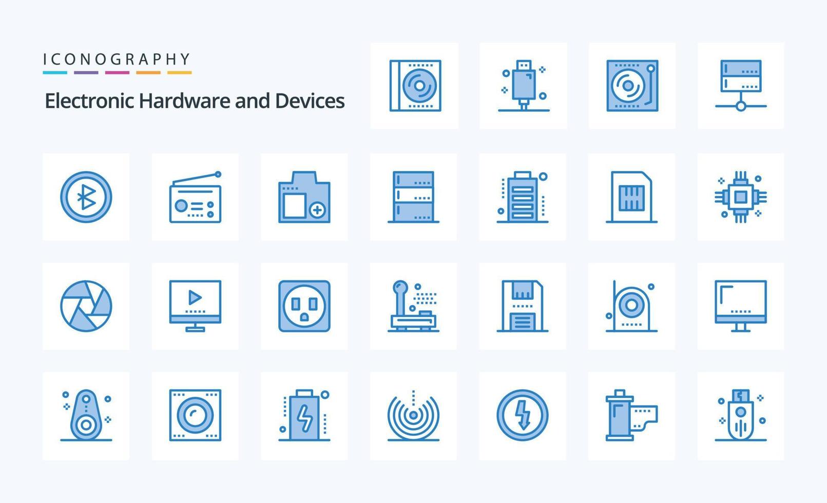 paquete de iconos azules de 25 dispositivos vector