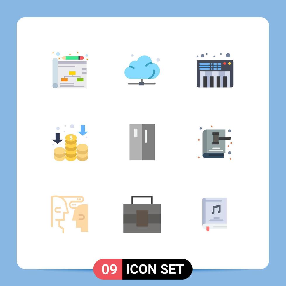 9 Creative Icons Modern Signs and Symbols of refrigerator by music appliances income Editable Vector Design Elements