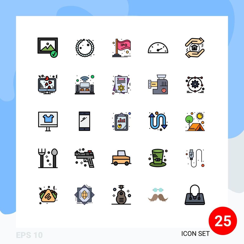 25 iconos creativos signos y símbolos modernos de elementos de diseño de vectores editables de velocidad de tasación de acciones inmobiliarias