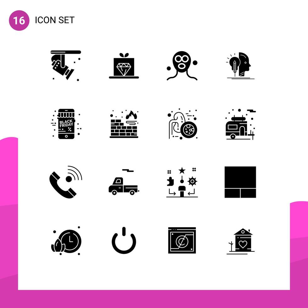 16 Creative Icons Modern Signs and Symbols of black friday programming beauty making user Editable Vector Design Elements