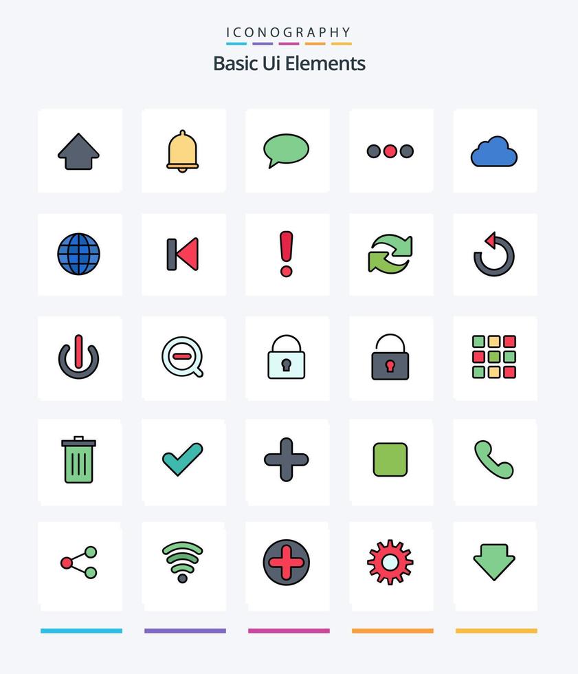 Creative Basic Ui Elements 25 Line FIlled icon pack  Such As storage. cloud. chating. sign. chating vector