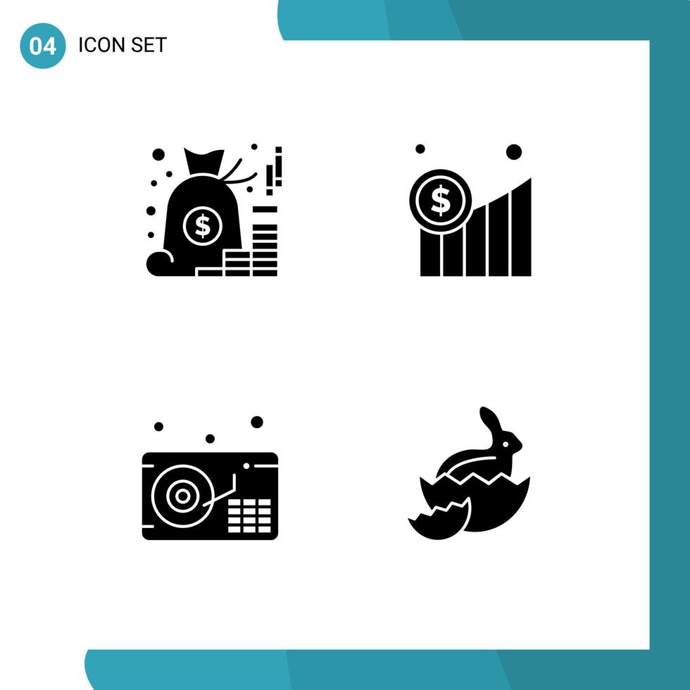 interfaz de usuario paquete de glifos sólidos de signos y símbolos modernos de cuenta audio dinero dólar música elementos de diseño vectorial editables vector