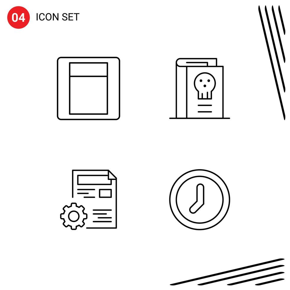 conjunto de 4 iconos de interfaz de usuario modernos símbolos signos para libro de perfil ligero elementos de diseño vectorial editables de configuración de halloween vector