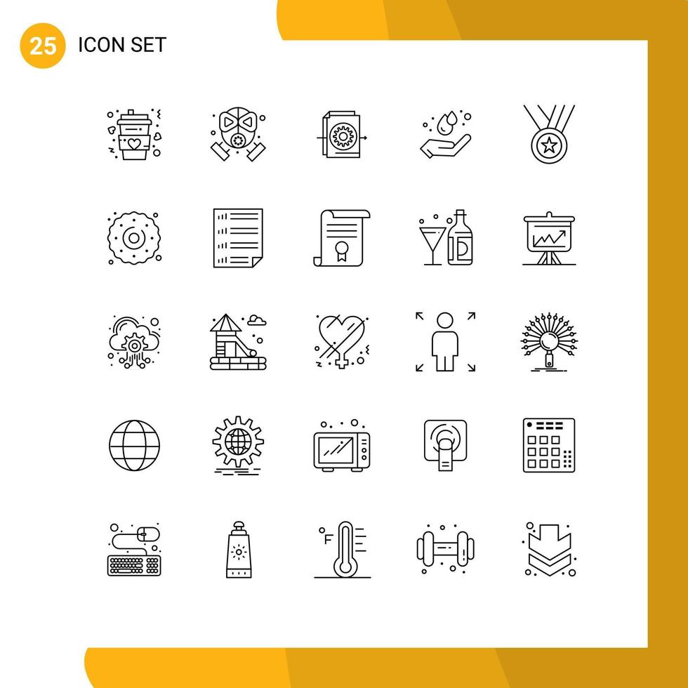 Line Pack of 25 Universal Symbols of award energy protection ecology settings Editable Vector Design Elements