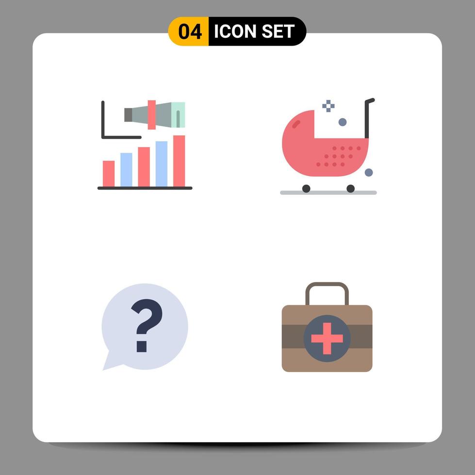 4 Thematic Vector Flat Icons and Editable Symbols of business form term chair mark Editable Vector Design Elements