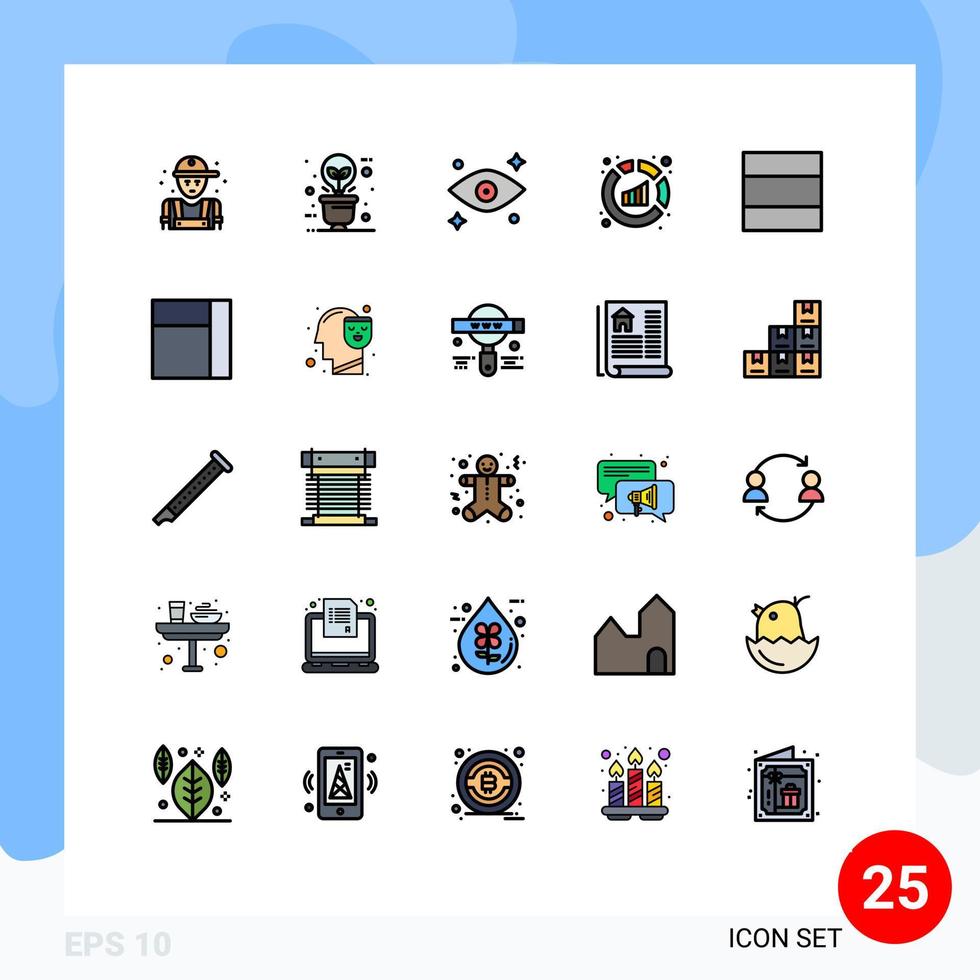 Modern Set of 25 Filled line Flat Colors and symbols such as grid sales illumination report watching Editable Vector Design Elements