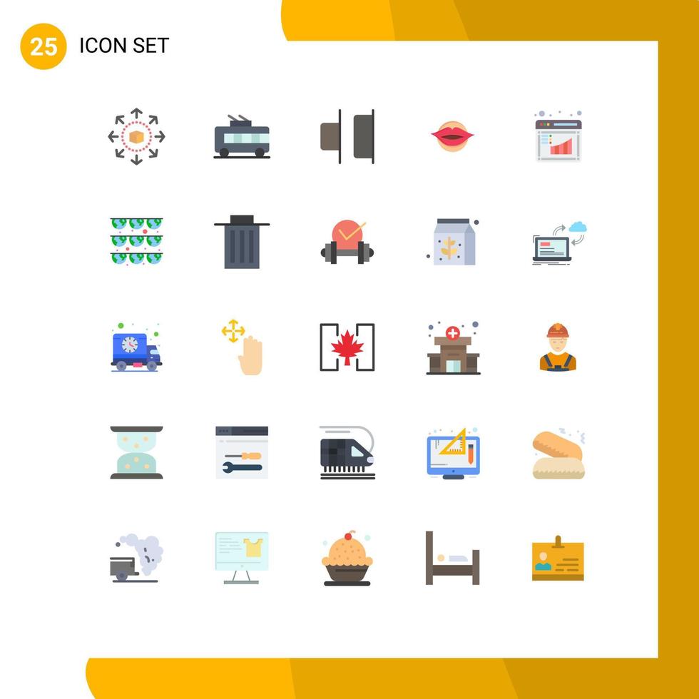 25 Thematic Vector Flat Colors and Editable Symbols of business beauty distribute face mouth Editable Vector Design Elements