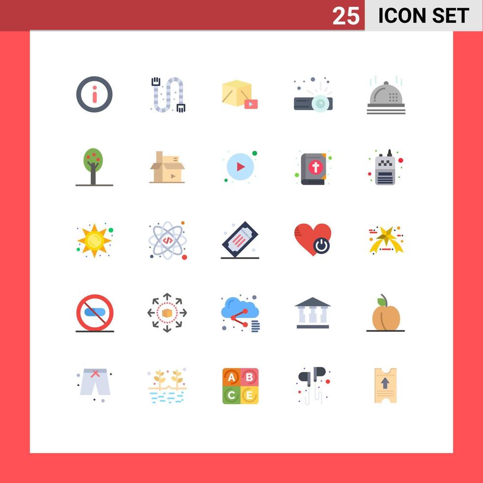 25 Universal Flat Color Signs Symbols of nature christmas media celebration presentation Editable Vector Design Elements
