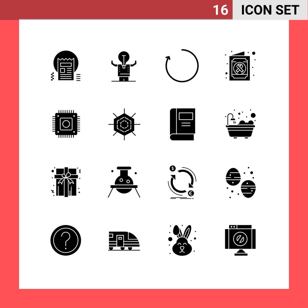 16 User Interface Solid Glyph Pack of modern Signs and Symbols of hardware medical report person medical rotate Editable Vector Design Elements