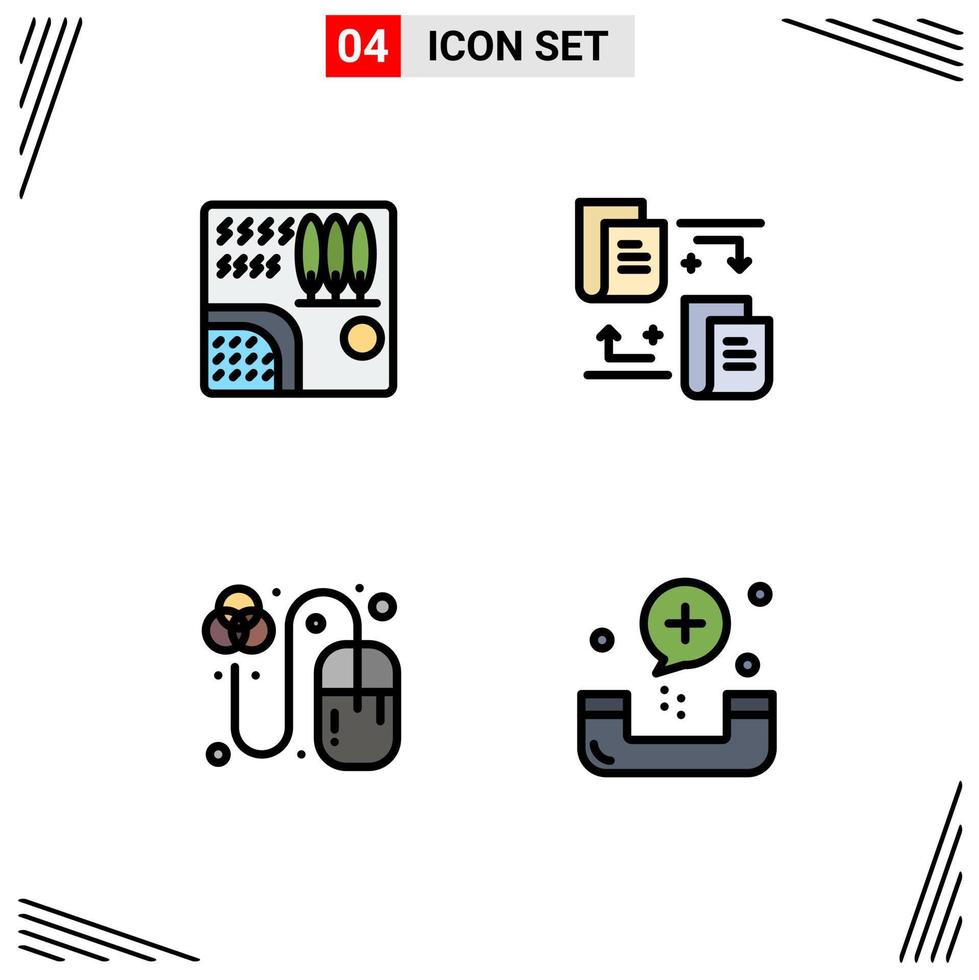 Stock Vector Icon Pack of 4 Line Signs and Symbols for forest designing river transfer grid Editable Vector Design Elements