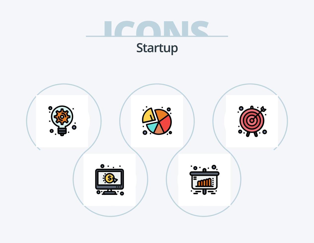 Startup Line Filled Icon Pack 5 Icon Design. optimization. profit. boost. growth. business vector